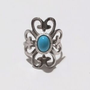 Vintage Sarah Coventry "Moon Cloud" Adjustable Faux Turquoise Ring 1974